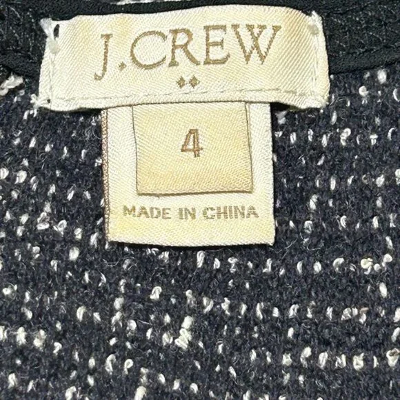 J.Crew Dress Tweed Fabric Sleeveless Design Flared Skirt A-Line Black/White W 4 - Picture 5 of 10